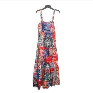 Skies Are Blue Red and Blue Maxi Sundress